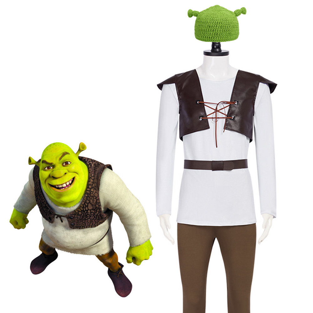 Leather Work Pants - Shrek Cosplay Costumes Green Hat Shrek