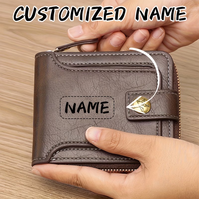 Leatherwork Letters - Custom Name Men's PU Wallet, Compact