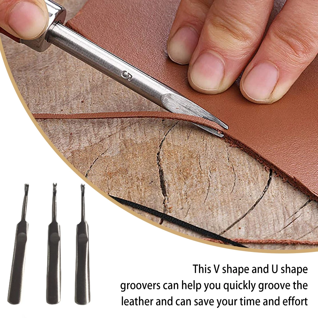 3Pcs Leather Groover Kit U V S - đánh giá và giá Leatherwork Edge Beveler