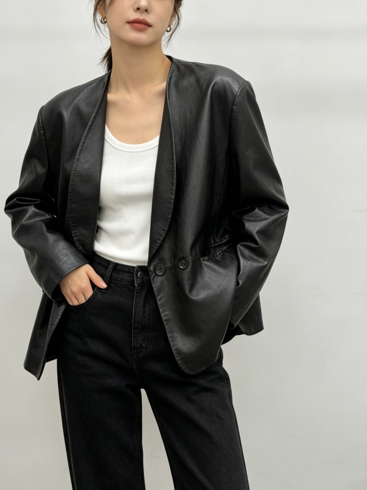 Fashion Women Loose Fit Soft R - đánh giá và giá Leather Work Jacket Women'S