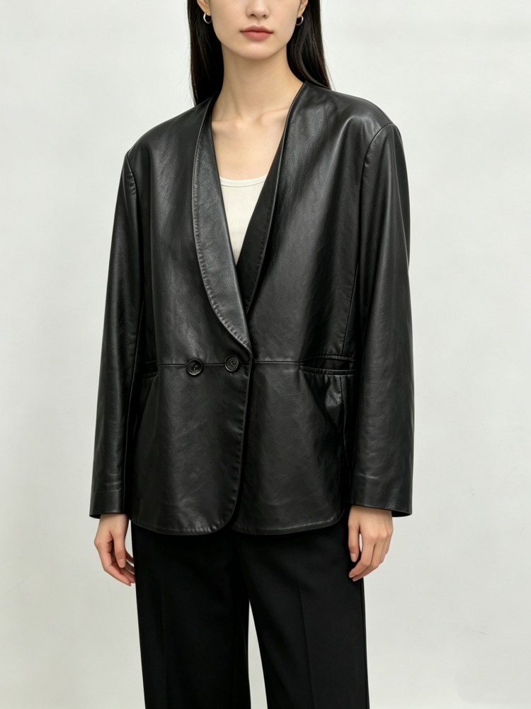 Fashion Women Loose Fit Soft R - đánh giá và giá Leather Work Jacket Women'S