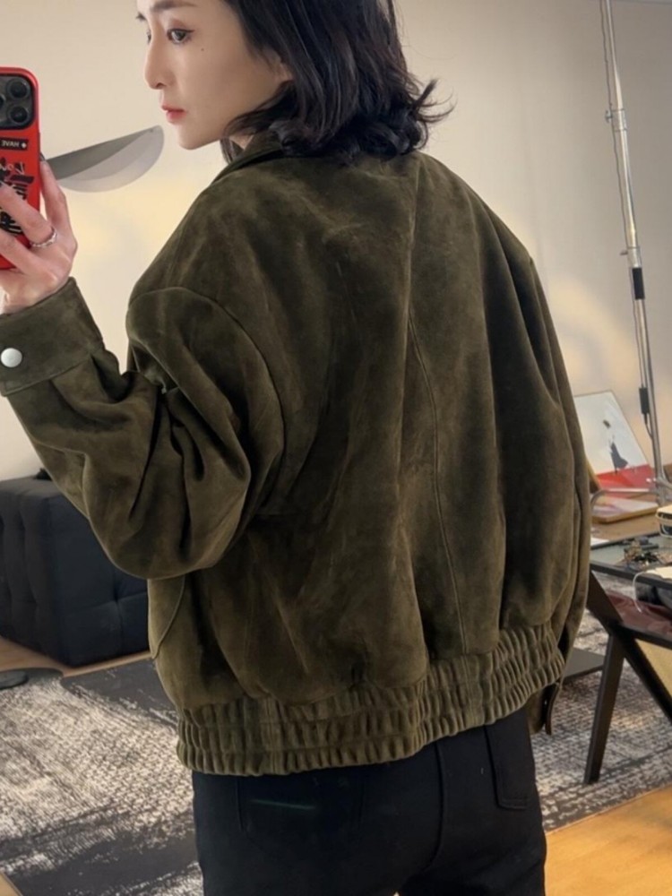 Luxury Retro Women Sheep Suede - đánh giá và giá Leather Work Jacket Women'S