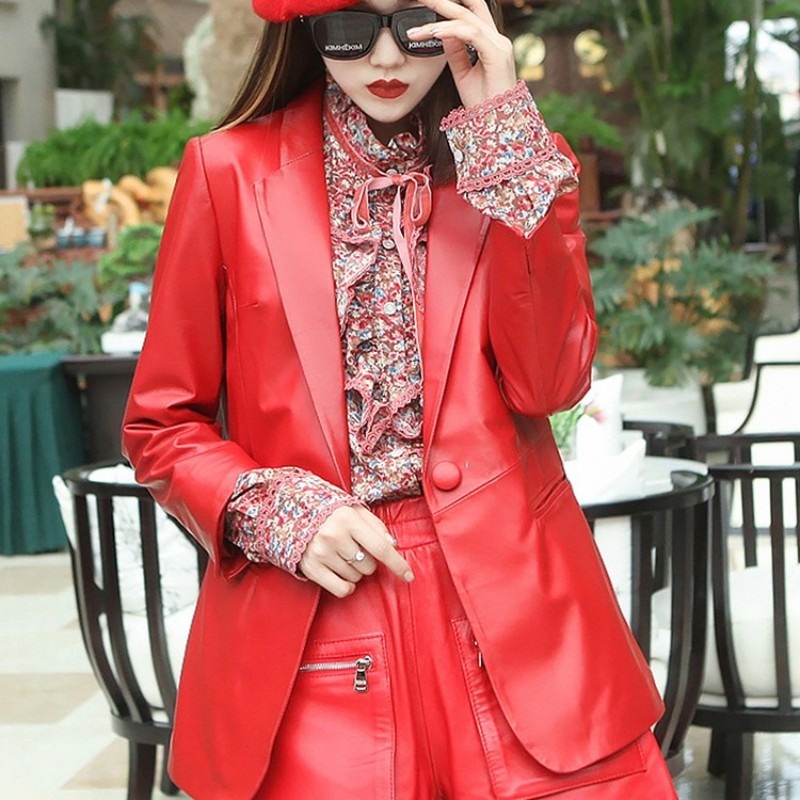 Autumn Elegant Women Soft Shee - đánh giá và giá Leather Work Jacket Women'S