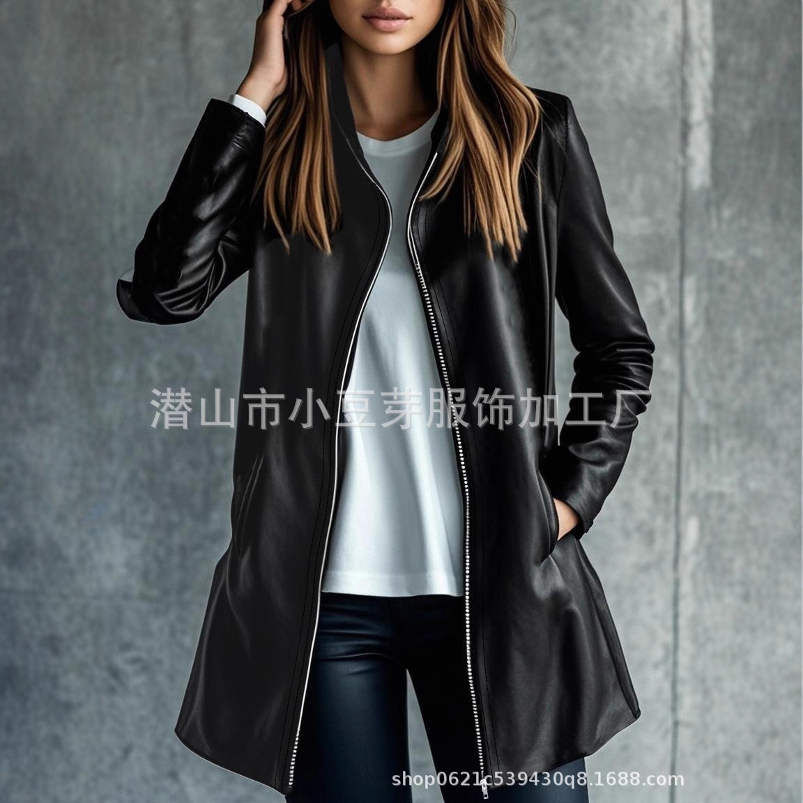 Women Mid Length Coats Zipper  - đánh giá và giá Leather Work Jacket Women'S
