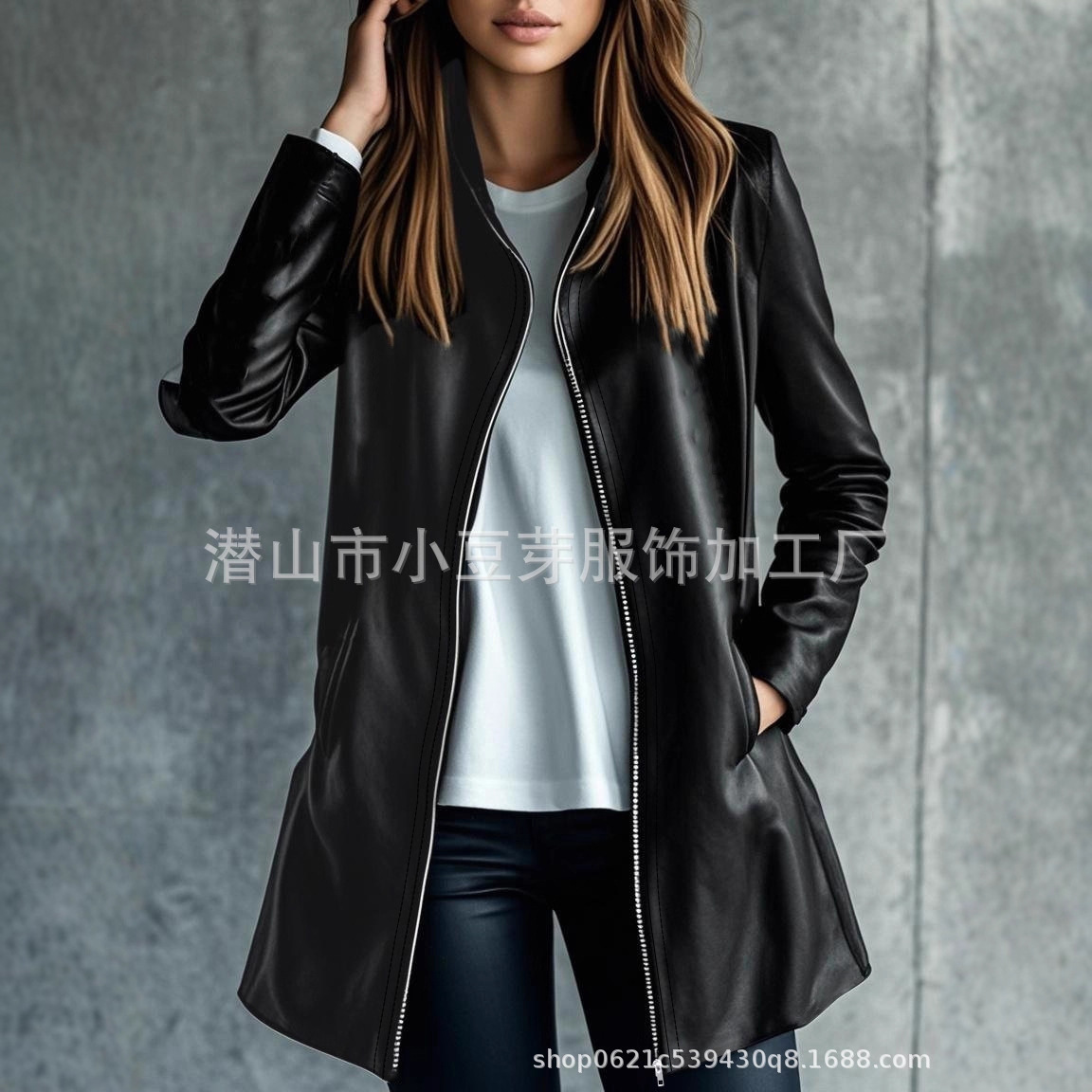 Women Mid Length Coats Zipper  - đánh giá và giá Leather Work Jacket Women'S