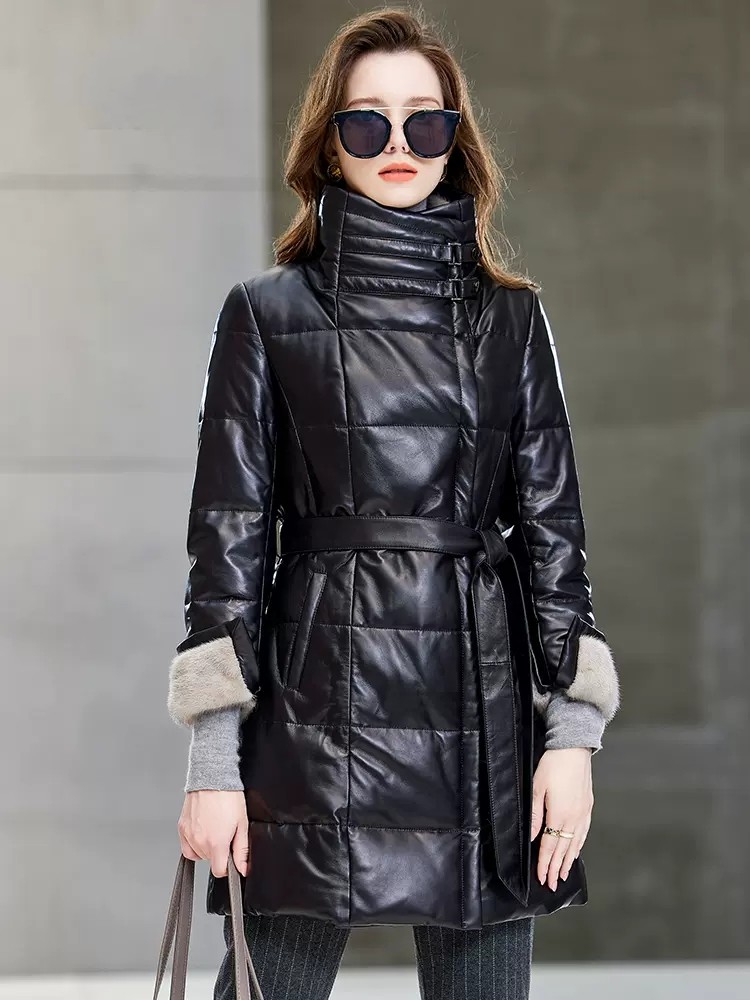 Elegant Ladies Mink Fur Collar - đánh giá và giá Leather Work Jacket Women'S