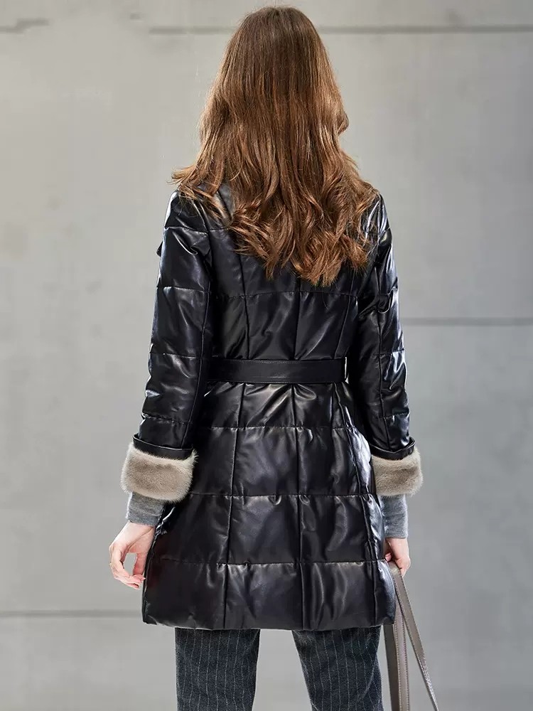 Elegant Ladies Mink Fur Collar - đánh giá và giá Leather Work Jacket Women'S