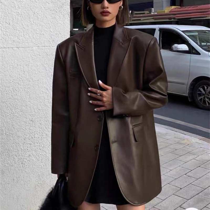 Autumn Winter PU Leather Busin - đánh giá và giá Leather Work Jacket Women'S