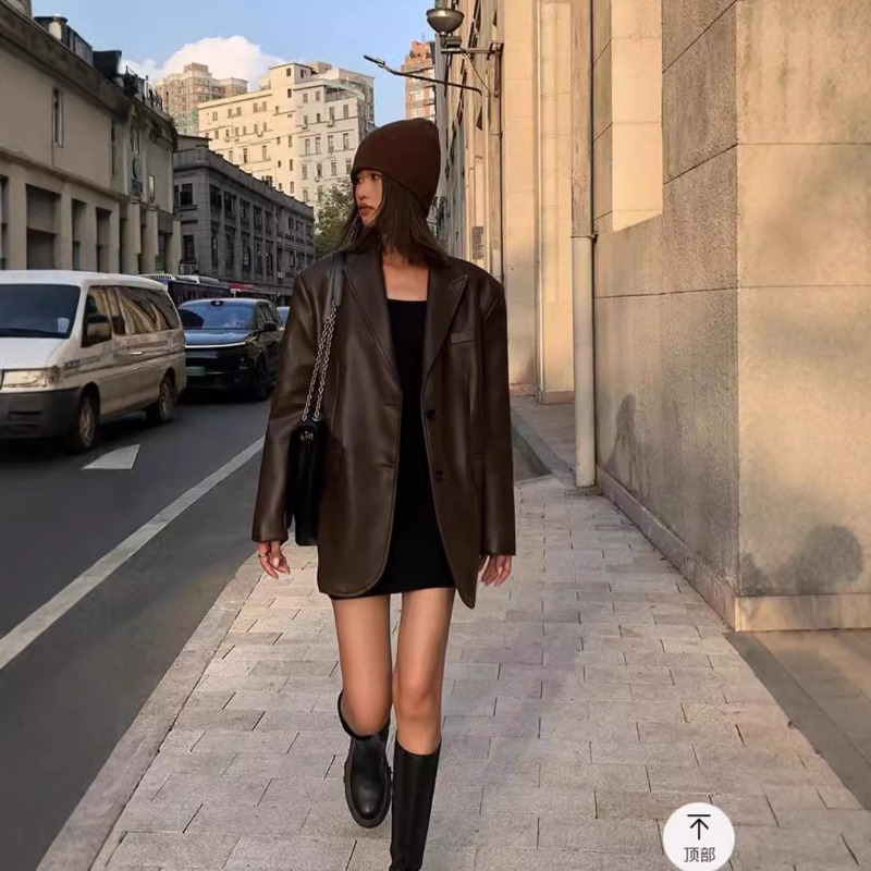 Autumn Winter PU Leather Busin - đánh giá và giá Leather Work Jacket Women'S