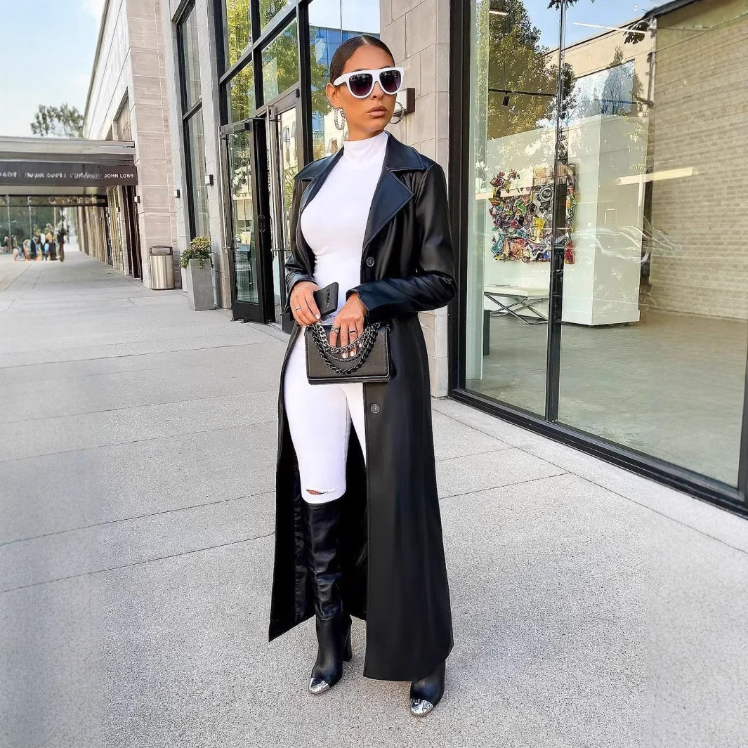 Women Coats Long Faux Leather  - đánh giá và giá Leather Work Jacket Women'S