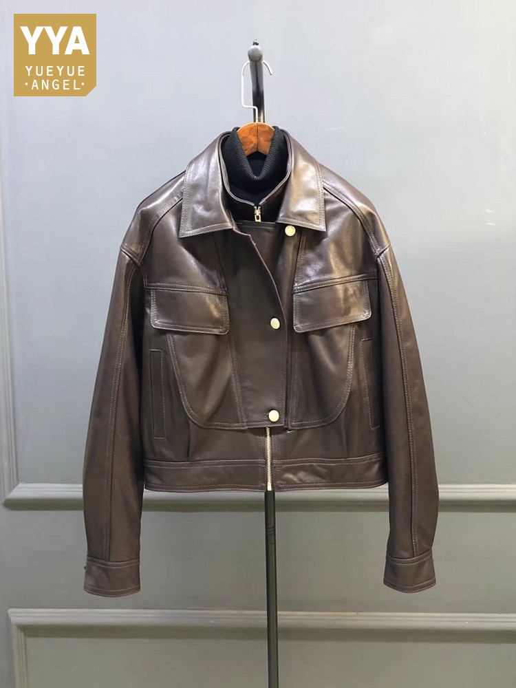 Designer Women Double Collar W - đánh giá và giá Leather Work Jacket Women'S
