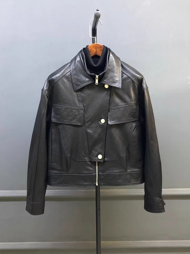 Designer Women Double Collar W - đánh giá và giá Leather Work Jacket Women'S