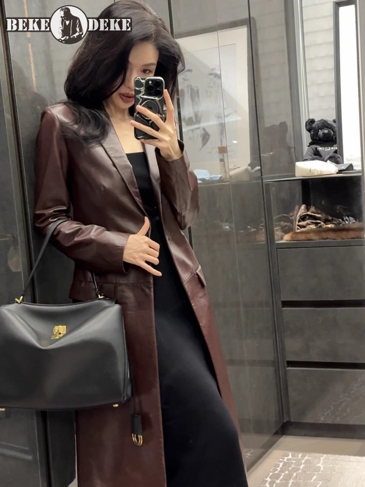 Italian Designer Women Long Sh - đánh giá và giá Leather Work Jacket Women'S