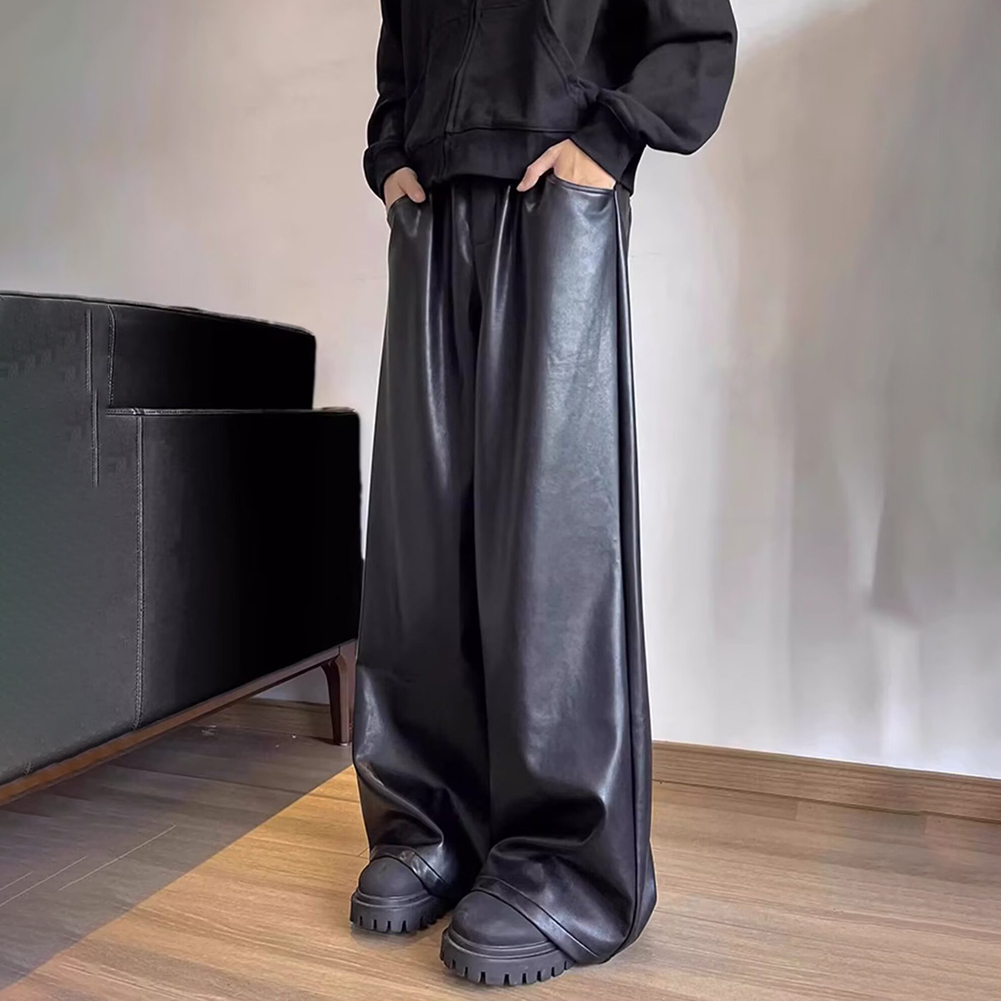 Men Retro Loose Faux Leather C - đánh giá và giá Leather Work Pants